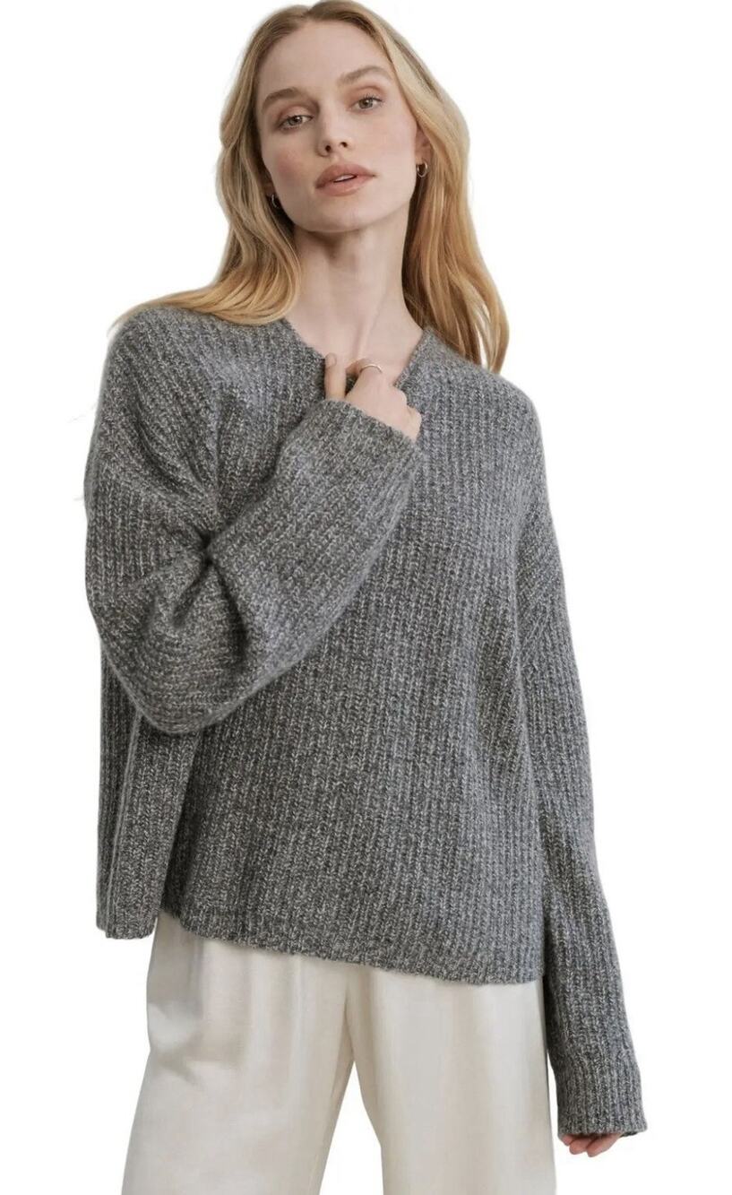 Jenni Kayne Ranch Cashmere Fisherman Sweater Quiet Luxury Minimalist Size Large